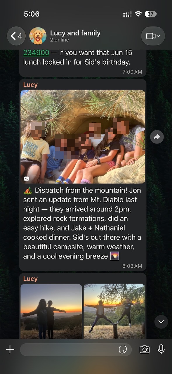 Lucy recaps a Mt. Diablo camping trip from the family’s shared photos.